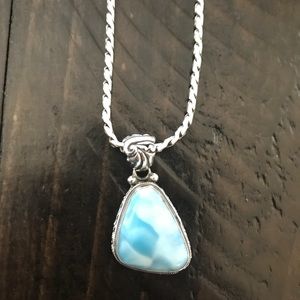 Larimar & Sterling Silver Necklace 100% genuine